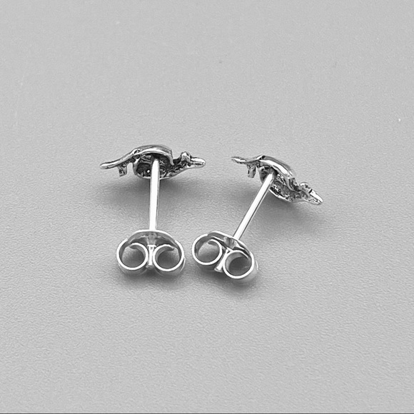 Sterling Silver Dolphins Earrings, Silver Earrings - Picture 4 of 5